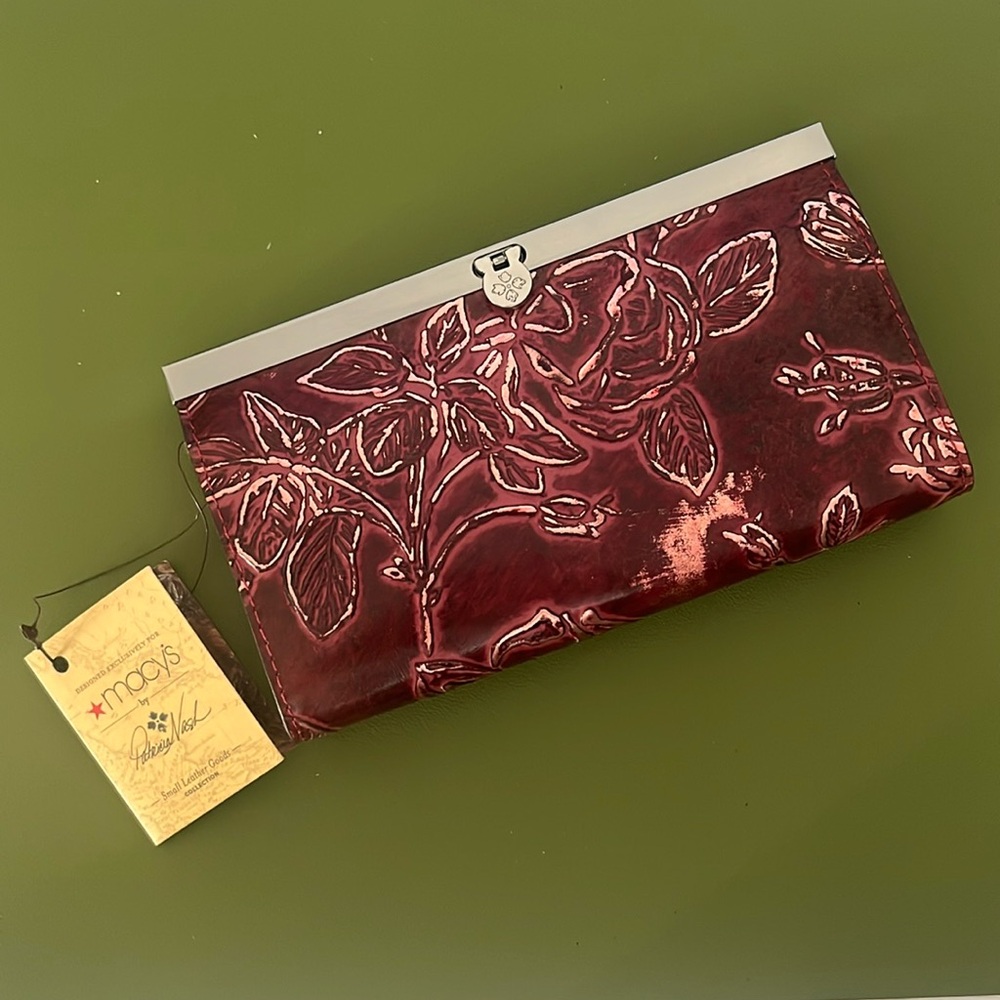 Patricia Nash Berry Red Vintage Distressed Wallet Clutch